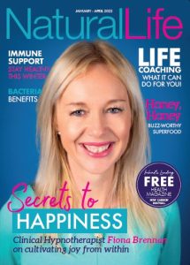 Fiona Brennan smiling on Cover Naturalife Magazine Jan-Apr 2022