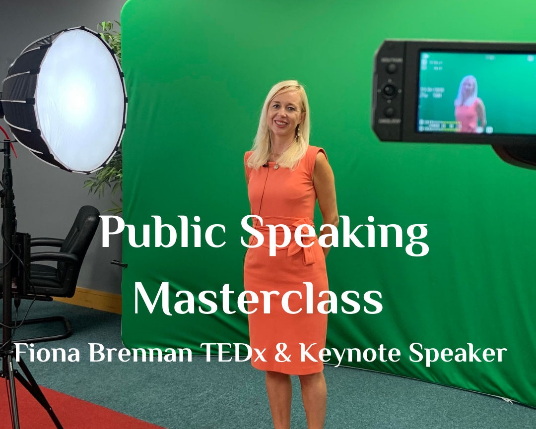 Fiona Brennan in front of camera and green screen